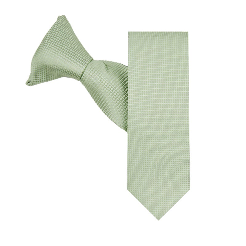 Jacob Alexander Boys' Woven Subtle Mini Squares 14-inch Clip-On Neck Tie - Sage Green - Image 2